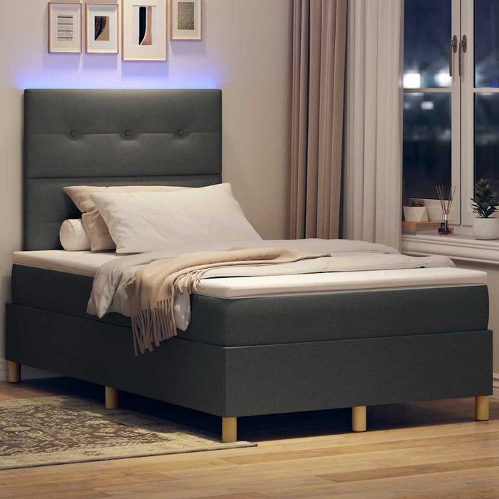 Pat cu arc LED cu headboard Gri închis 120 x 200 cm țesătură - WALTI WALTI