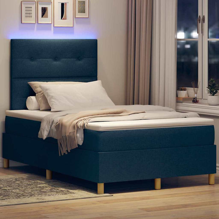 Pat cu arc LED cu saltea albastru 120 x 200 cm țesătură - WALTI WALTI