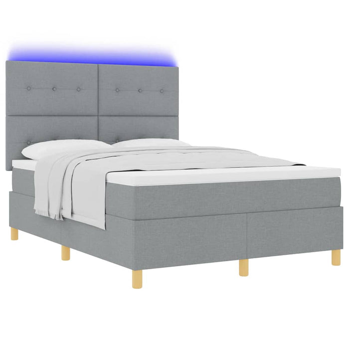 Pat cu arc LED cu saltea Gri deschis 140 x 190 cm țesătură - WALTI WALTI