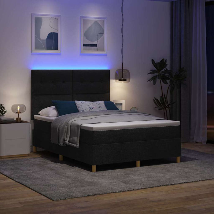 Pat cu arc LED cu headboard Negru 140 x 190 cm țesătură - WALTI WALTI