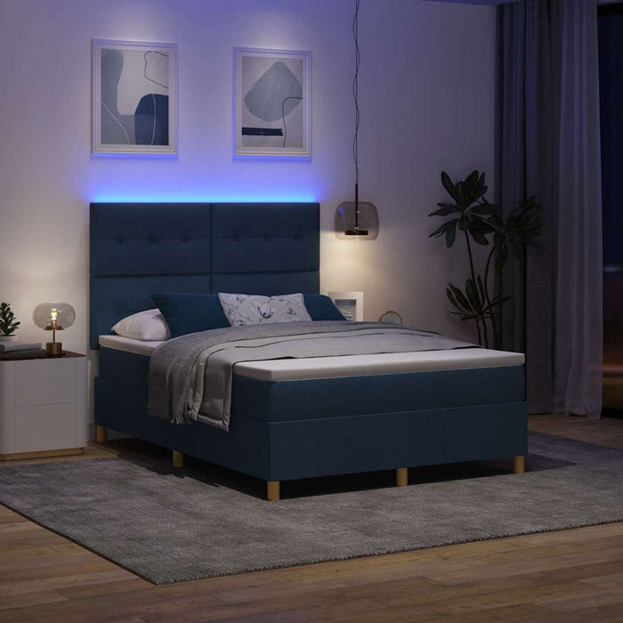 Pat cu arc LED cu saltea albastru 140 x 190 cm țesătură - WALTI WALTI