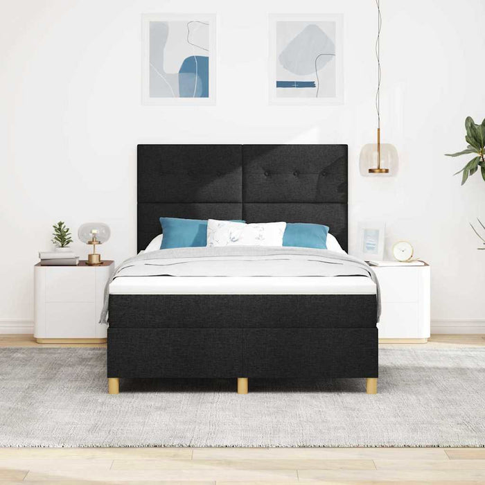 Pat cu arc LED cu headboard Negru 140 x 200 cm țesătură - WALTI WALTI