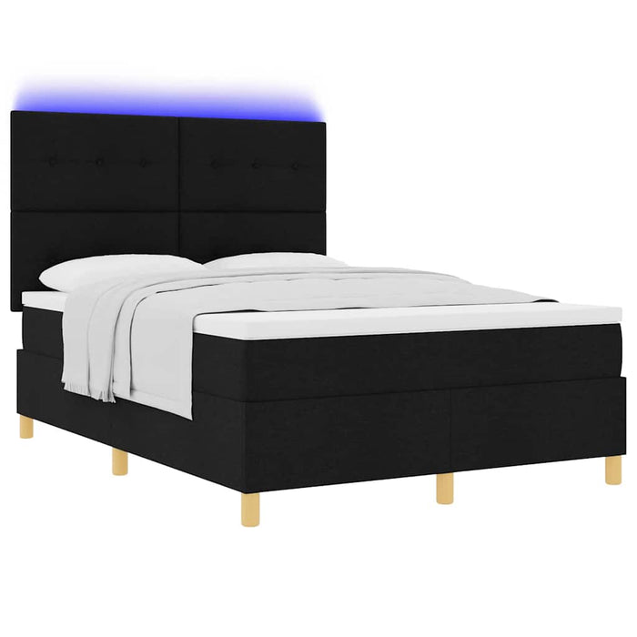 Pat cu arc LED cu headboard Negru 140 x 200 cm țesătură - WALTI WALTI