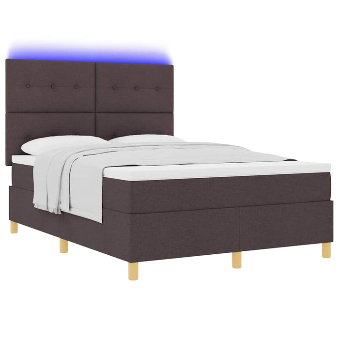 Pat cu arc LED cu saltea Maro închis 140 x 200 cm țesătură - WALTI WALTI
