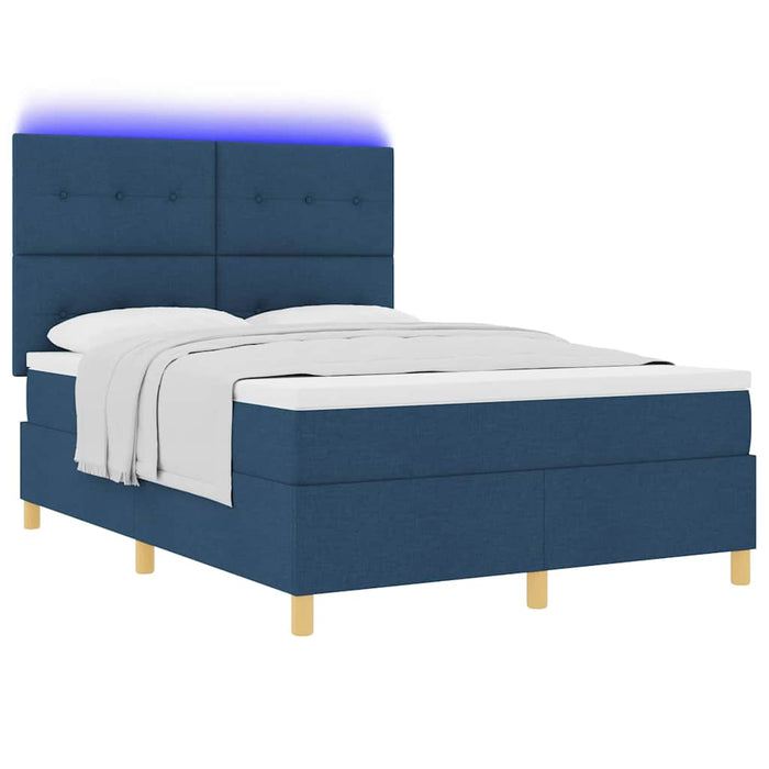 Pat cu arc LED cu saltea albastru 140 x 200 cm țesătură - WALTI WALTI