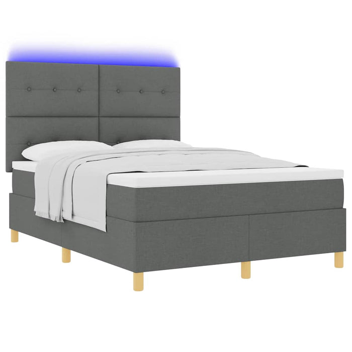 Pat cu arc LED cu saltea Gri închis 160 x 200 cm țesătură - WALTI WALTI