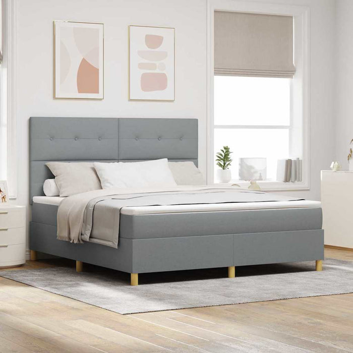 Pat cu arc LED cu saltea Gri deschis 180 x 200 cm țesătură - WALTI WALTI