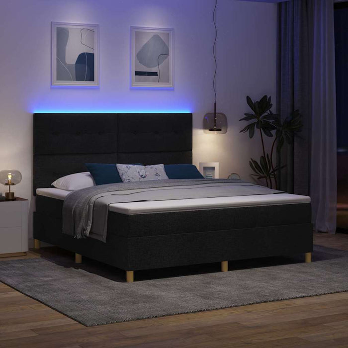 Pat cu arc LED cu saltea Negru 180 x 200 cm țesătură - WALTI WALTI