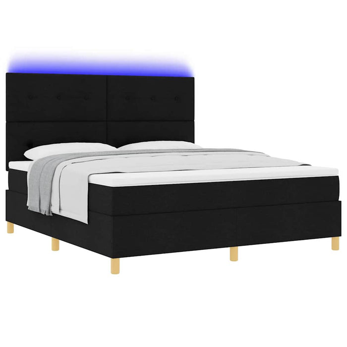 Pat cu arc LED cu saltea Negru 180 x 200 cm țesătură - WALTI WALTI