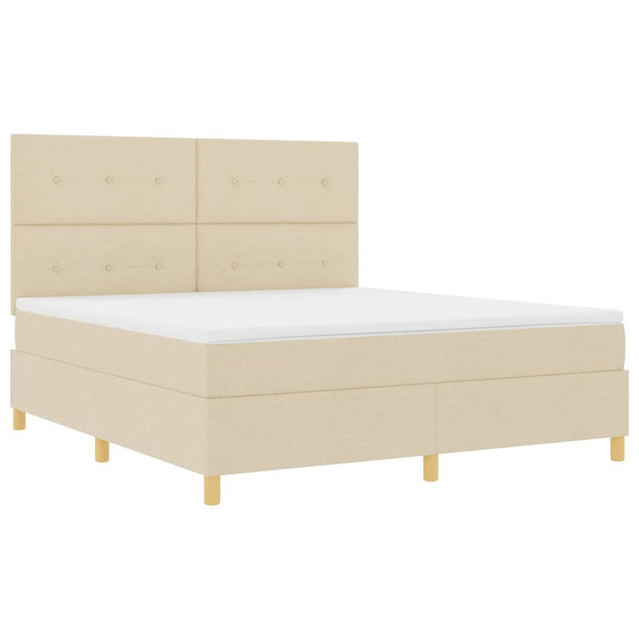 Pat cu arc LED cu saltea Crem 180 x 200 cm țesătură - WALTI WALTI