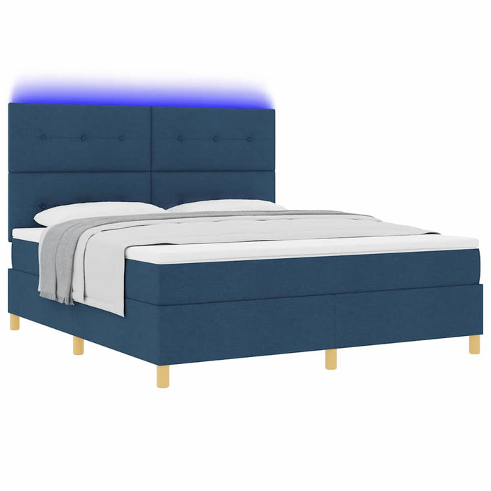 Pat cu arc LED cu headboard albastru 180 x 200 cm țesătură - WALTI WALTI