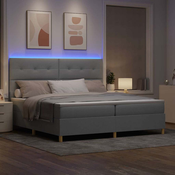 Pat cu arc LED cu headboard Gri deschis 200 x 200 cm țesătură - WALTI WALTI
