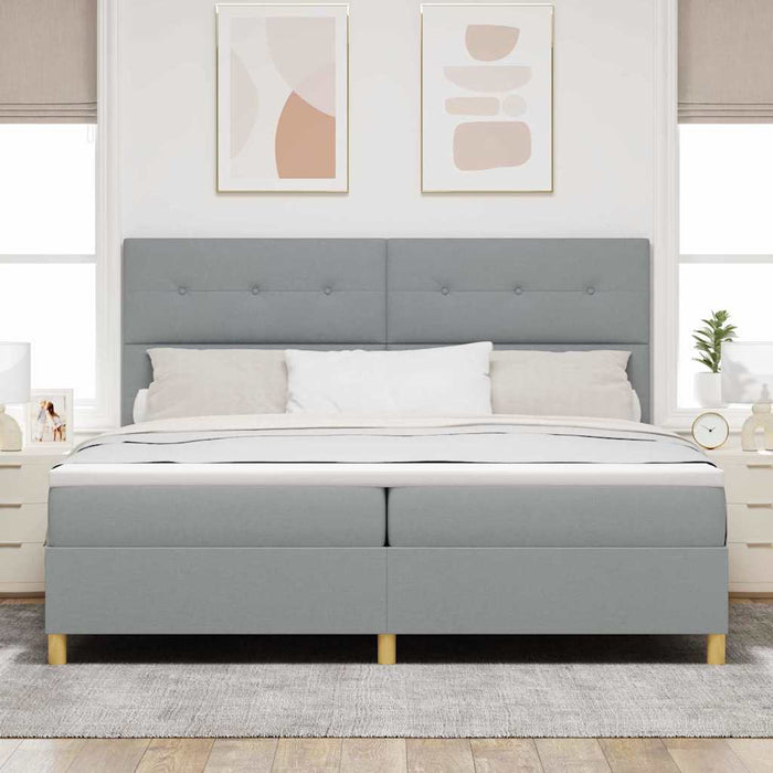 Pat cu arc LED cu headboard Gri deschis 200 x 200 cm țesătură - WALTI WALTI