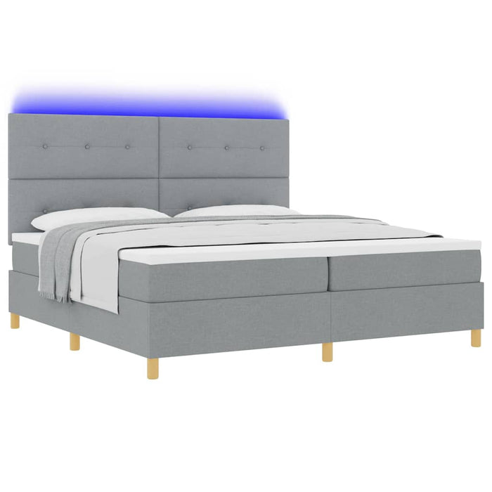 Pat cu arc LED cu headboard Gri deschis 200 x 200 cm țesătură - WALTI WALTI
