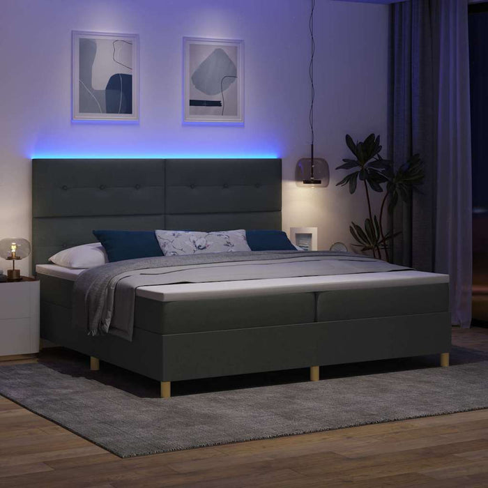 Pat cu arc LED cu headboard Gri închis 200 x 200 cm țesătură WALTI