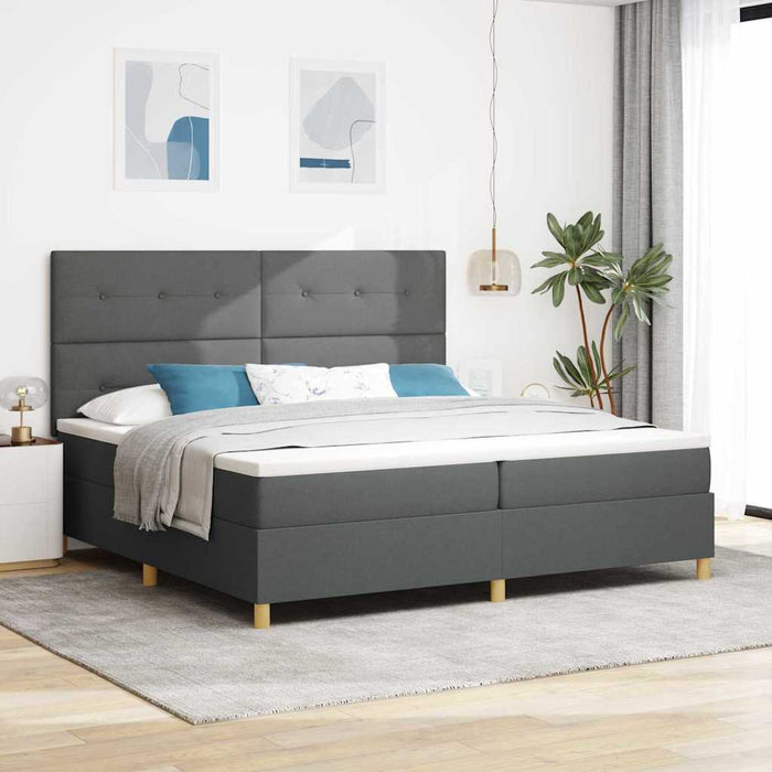 Pat cu arc LED cu headboard Gri închis 200 x 200 cm țesătură WALTI