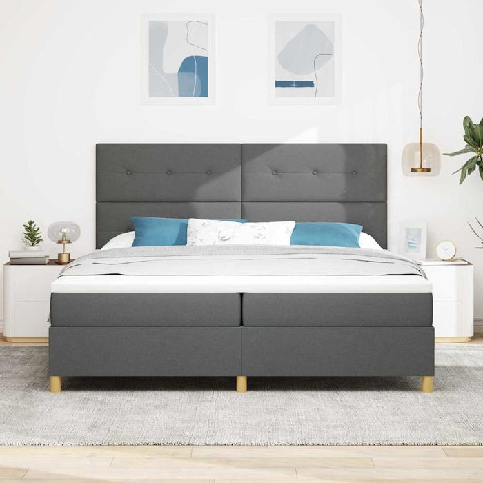 Pat cu arc LED cu headboard Gri închis 200 x 200 cm țesătură WALTI
