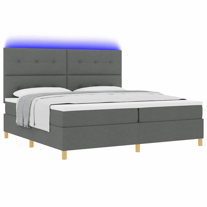 Pat cu arc LED cu headboard Gri închis 200 x 200 cm țesătură WALTI