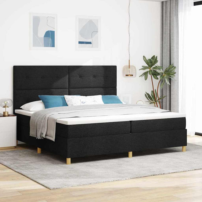 Pat cu arc LED cu headboard Negru 200 x 200 cm țesătură - WALTI WALTI