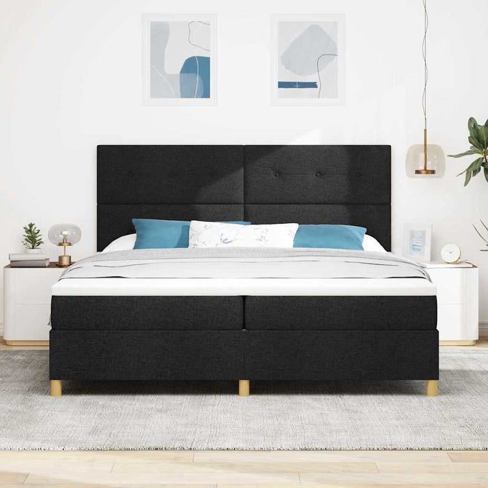 Pat cu arc LED cu headboard Negru 200 x 200 cm țesătură - WALTI WALTI