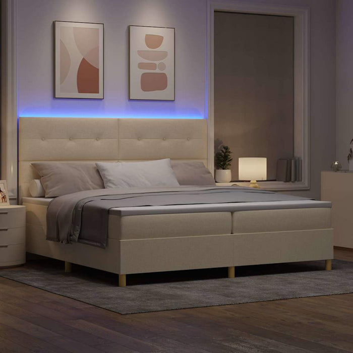 Pat cu arc LED cu saltea Crem 200 x 200 cm țesătură - WALTI WALTI