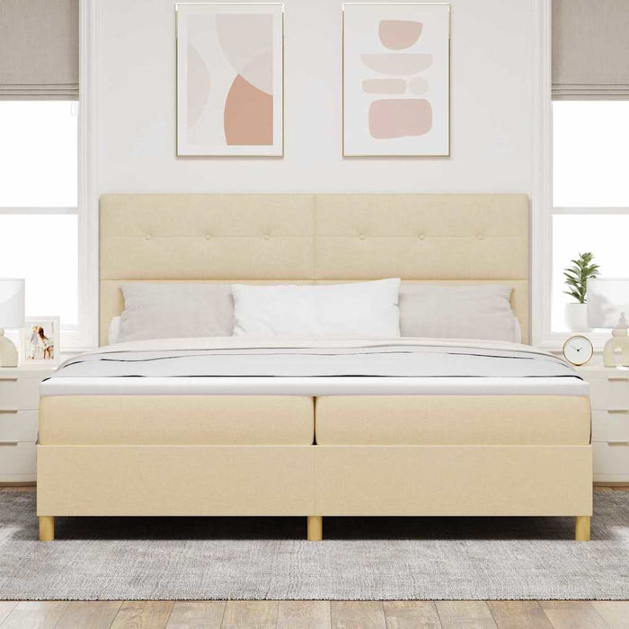 Pat cu arc LED cu saltea Crem 200 x 200 cm țesătură - WALTI WALTI
