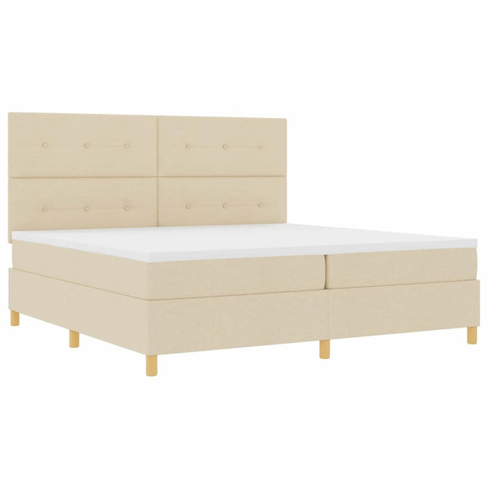 Pat cu arc LED cu saltea Crem 200 x 200 cm țesătură - WALTI WALTI
