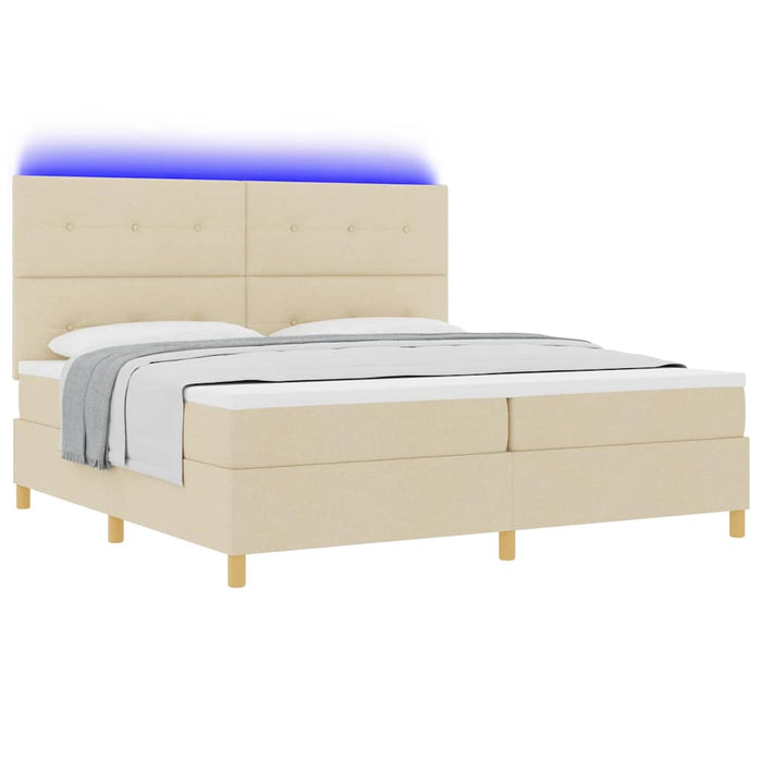 Pat cu arc LED cu saltea Crem 200 x 200 cm țesătură - WALTI WALTI