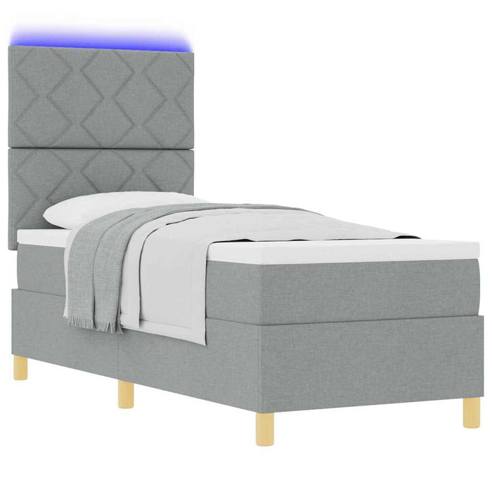 Pat cu arcuri cu saltea Gri deschis 80 x 200 cm țesătură - WALTI WALTI