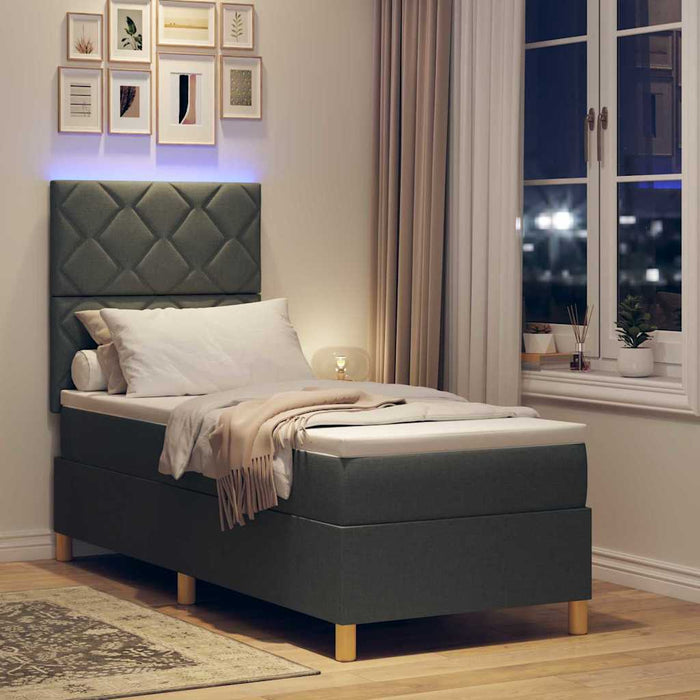 Pat cu arc LED cu headboard Gri închis 80 x 200 cm țesătură WALTI