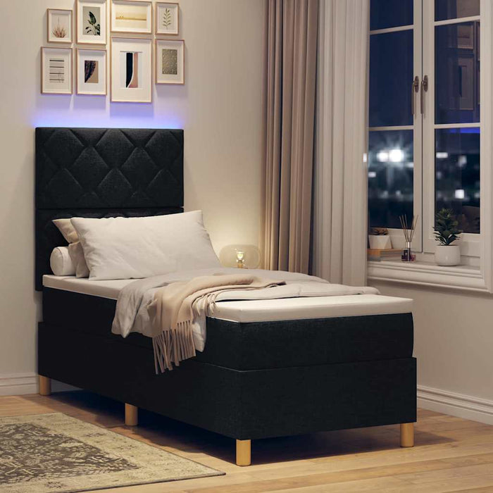 Pat cu arc LED cu headboard Negru 80 x 200 cm țesătură - WALTI WALTI