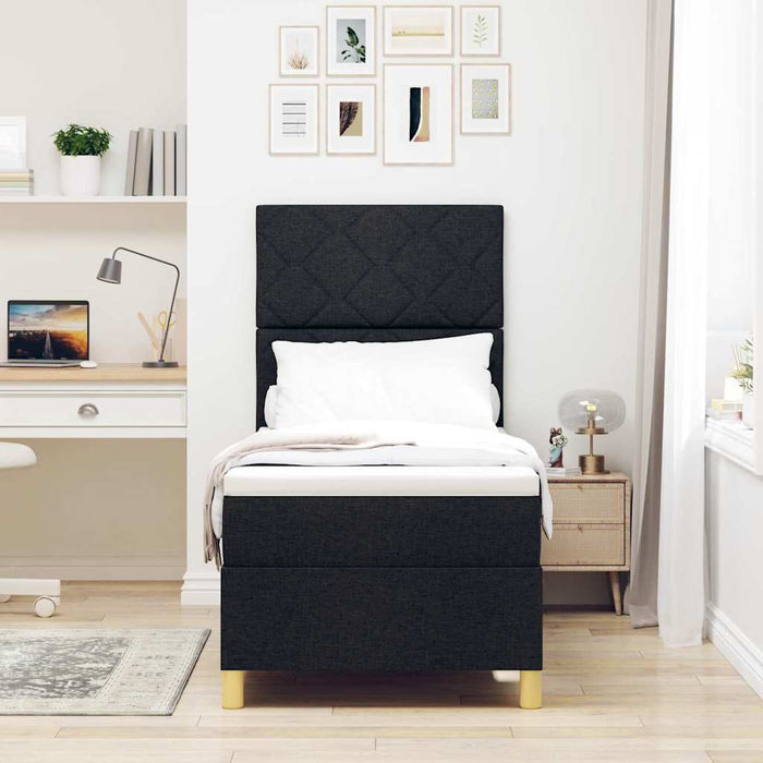 Pat cu arc LED cu headboard Negru 80 x 200 cm țesătură - WALTI WALTI