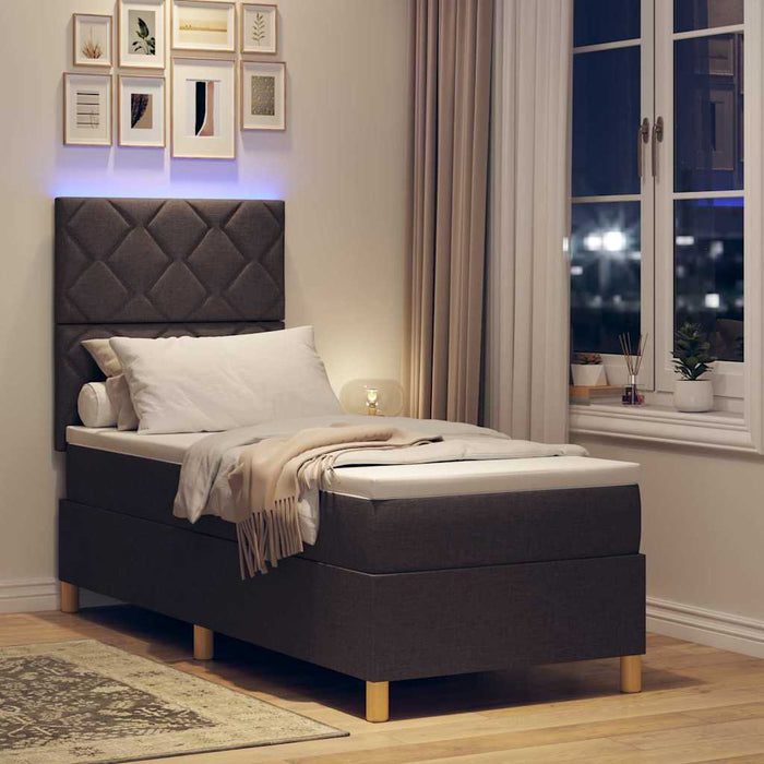 Pat cu arc LED cu headboard Maro închis 80 x 200 cm țesătură WALTI
