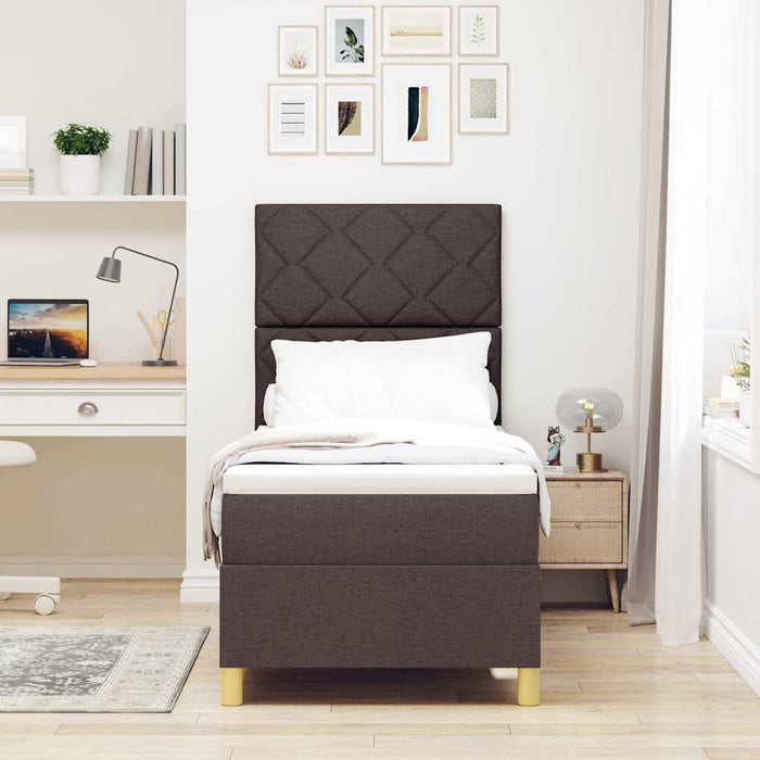 Pat cu arc LED cu headboard Maro închis 80 x 200 cm țesătură WALTI