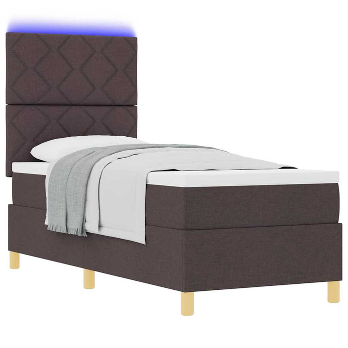 Pat cu arc LED cu headboard Maro închis 80 x 200 cm țesătură WALTI