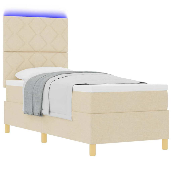 Pat cu arc LED cu headboard Crem 80 x 200 cm țesătură WALTI
