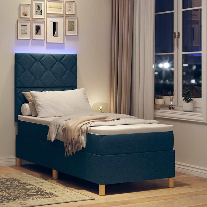 Pat cu arc LED cu headboard albastru 80 x 200 cm țesătură - WALTI WALTI