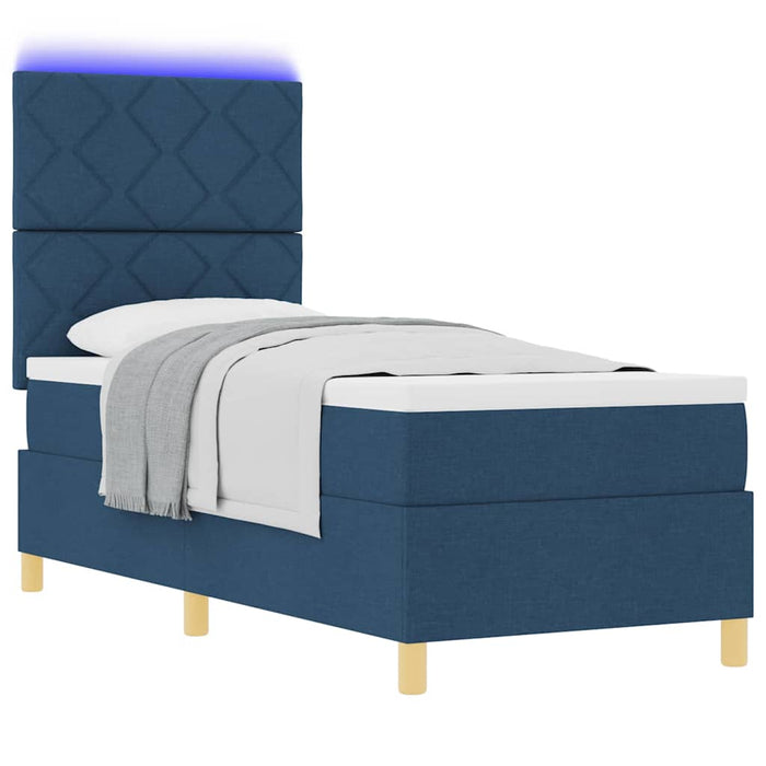 Pat cu arc LED cu headboard albastru 80 x 200 cm țesătură - WALTI WALTI