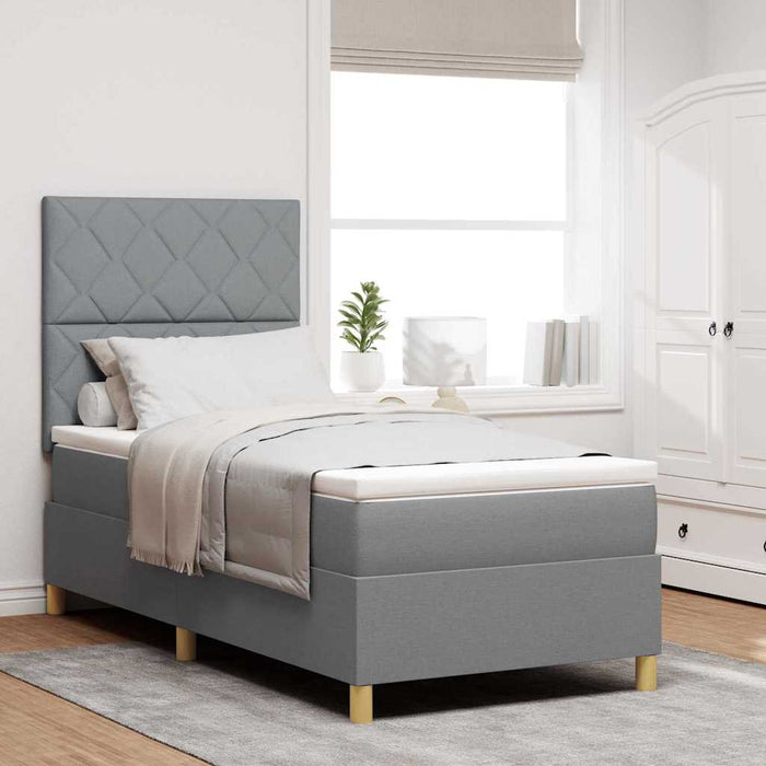 Pat cu arc LED cu headboard Gri deschis 90 x 190 cm țesătură WALTI