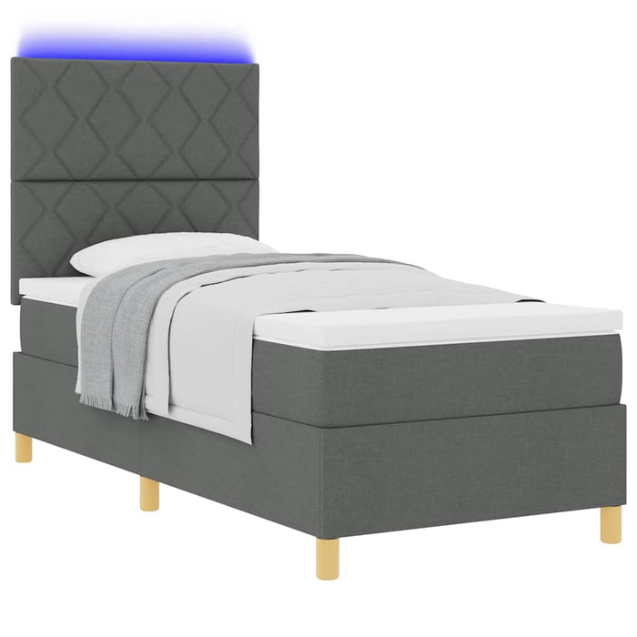 Pat cu arc LED cu headboard Gri închis 90 x 190 cm țesătură - WALTI WALTI