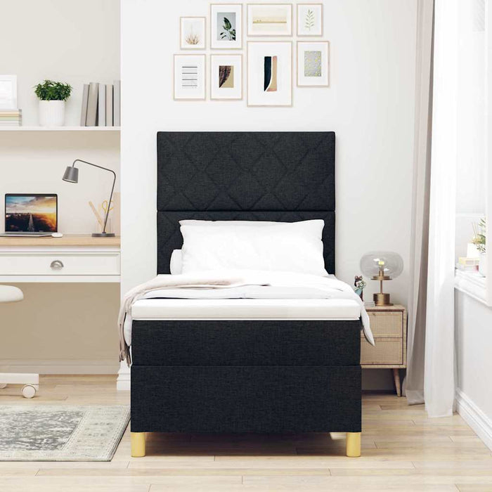 Pat cu arc LED cu headboard Negru 90 x 190 cm țesătură - WALTI WALTI