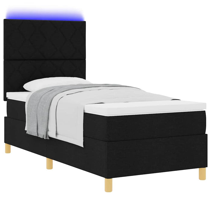Pat cu arc LED cu headboard Negru 90 x 190 cm țesătură - WALTI WALTI