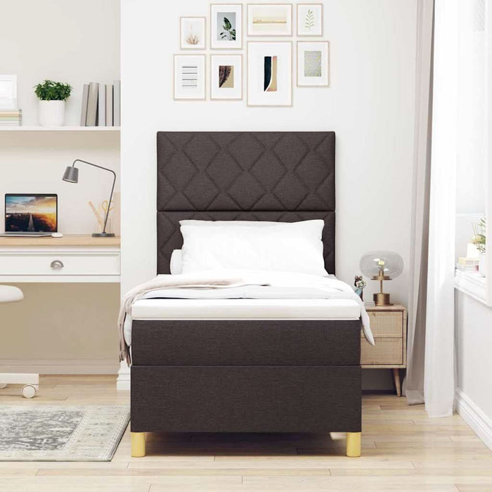 Pat cu arc LED cu headboard Maro închis 90 x 190 cm țesătură WALTI