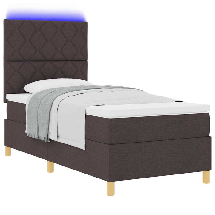 Pat cu arc LED cu headboard Maro închis 90 x 190 cm țesătură WALTI