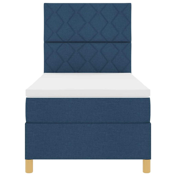 Pat cu arc LED cu headboard albastru 90 x 190 cm țesătură - WALTI WALTI