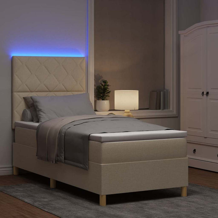 Pat cu arc LED cu headboard Crem 90 x 200 cm țesătură WALTI
