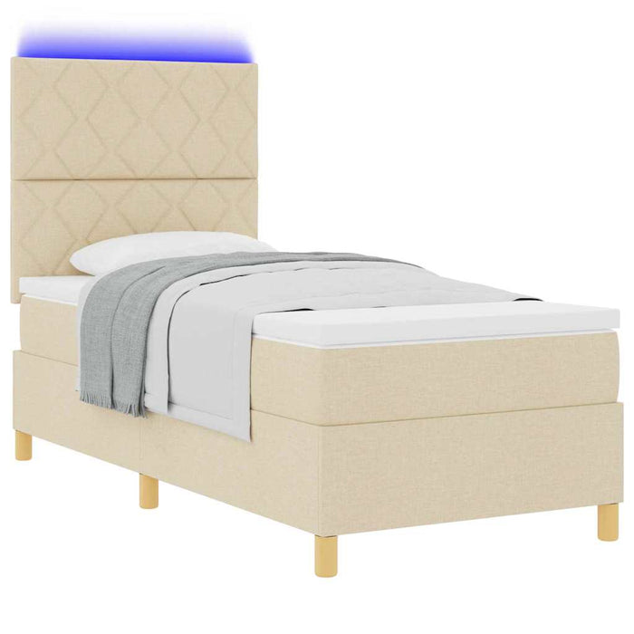 Pat cu arc LED cu headboard Crem 90 x 200 cm țesătură WALTI