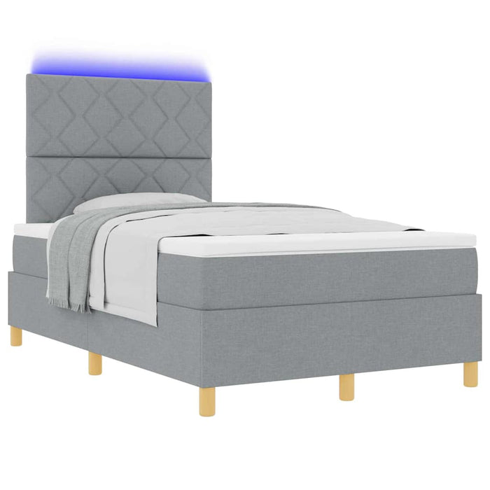 Pat cu arc LED cu saltea Gri deschis 120 x 190 cm țesătură - WALTI WALTI