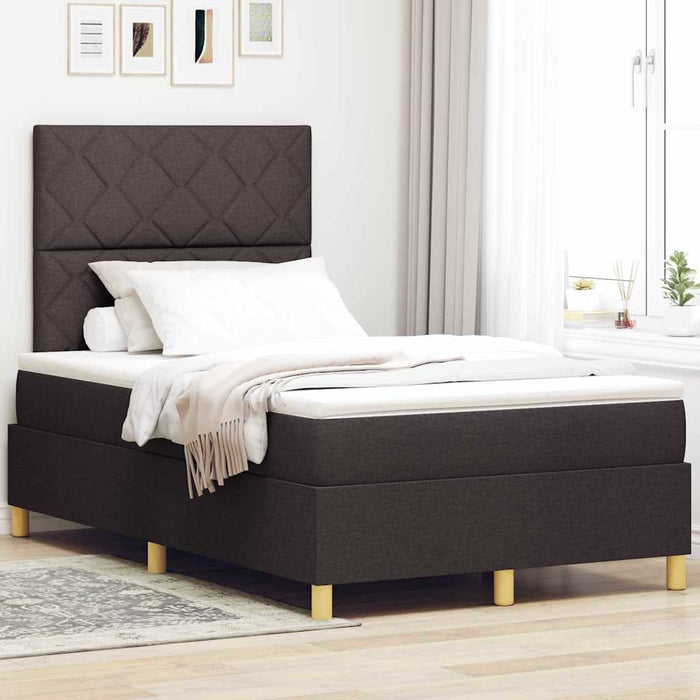 Pat cu arc LED cu saltea Maro închis 120 x 190 cm țesătură - WALTI WALTI