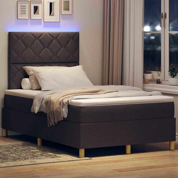 Pat cu arc LED cu saltea Maro închis 120 x 200 cm țesătură - WALTI WALTI